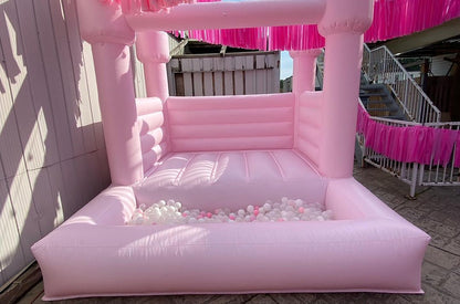 11ft x 11ft Pink Bouncy Castle + Attached Ball pit