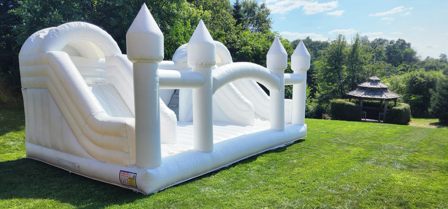 16ft x 25ft White Adult Bouncy Castle with Double Slide