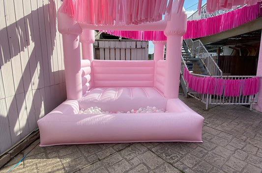 11ft x 11ft Pink Bouncy Castle + Attached Ball pit