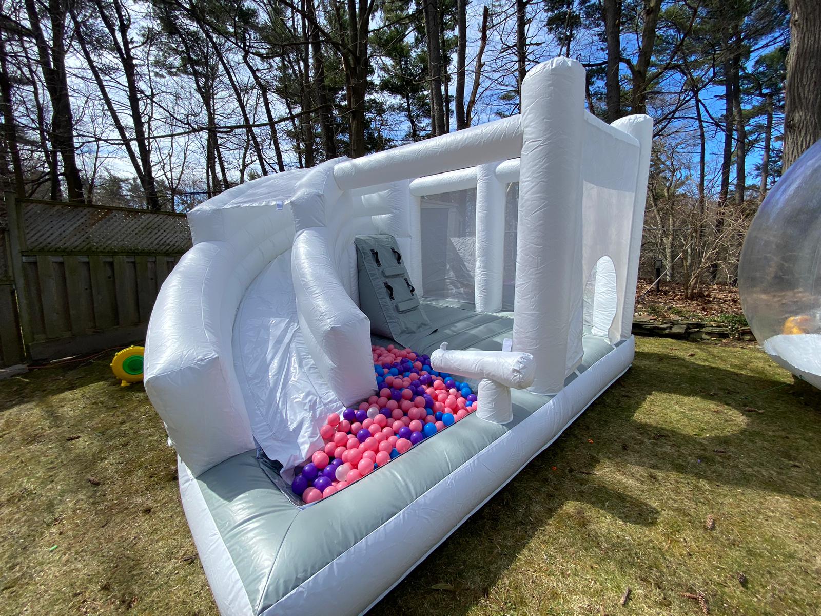 12ft x 12ft White and grey Waterslide - Jayde's Bouncy Castle Rentals