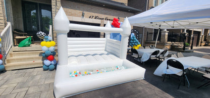 10ft x 10ft White Bouncy Castle + Attached Ballpit