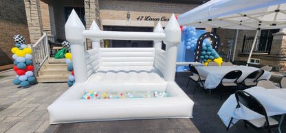 10ft x 10ft White Bouncy Castle + Attached Ballpit