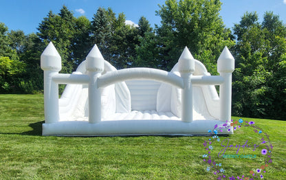 16ft x 25ft White Adult Bouncy Castle with Double Slide