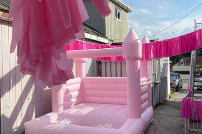 11ft x 11ft Pink Bouncy Castle + Attached Ball pit