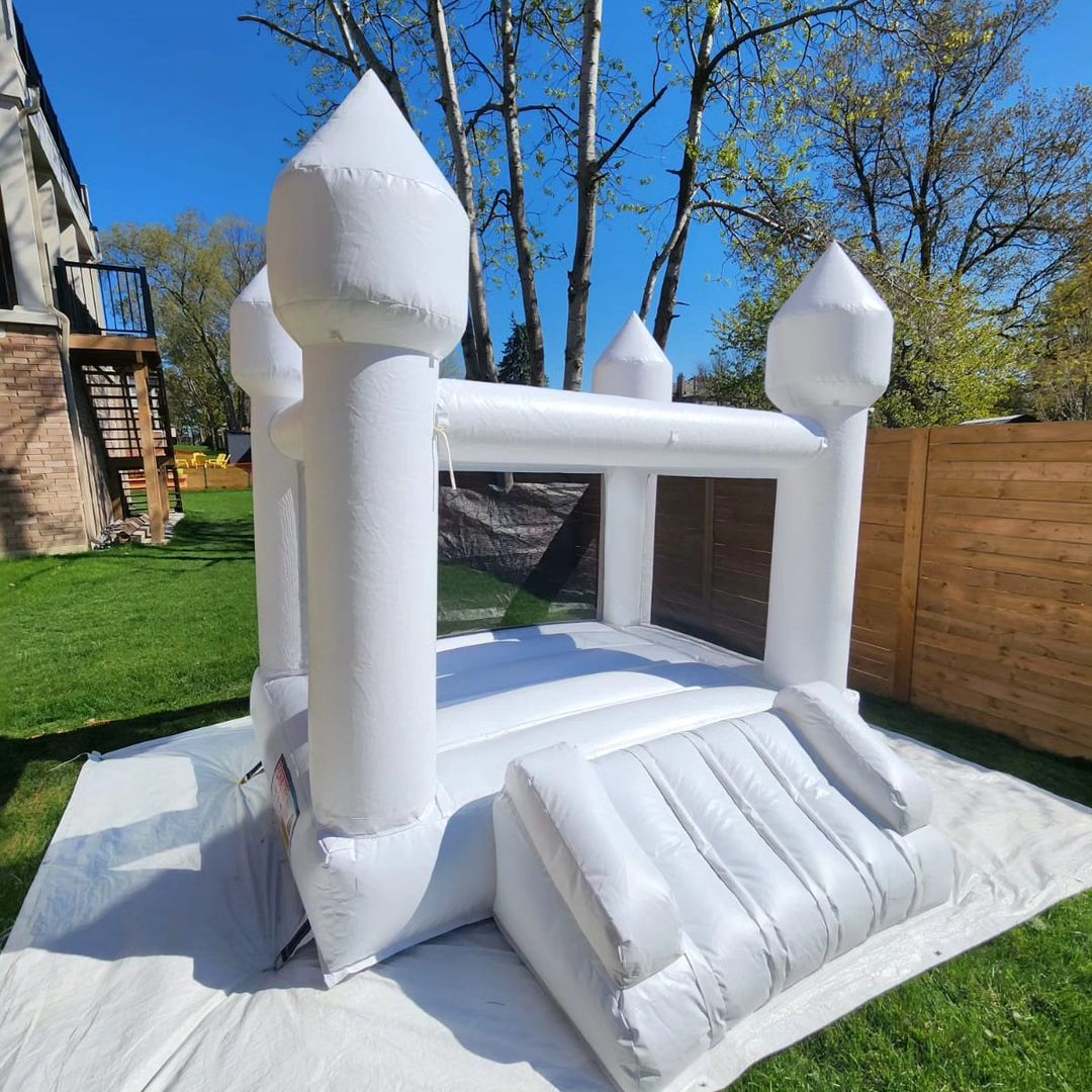 8ft x 8ft White+ Front Slide Bouncy Castle - Jayde's Bouncy Castle Rentals