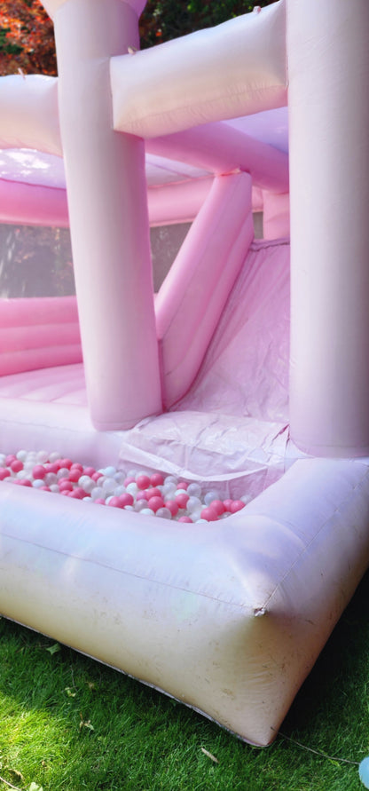 14ft x 14ft Pink Bouncy Castle + Slide + Attached Ballpit FOR SALE