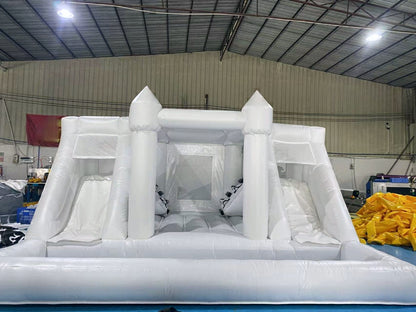 14ft x 16.5ft White Double Slide Bouncy Castle - Jayde's Bouncy Castle Rentals