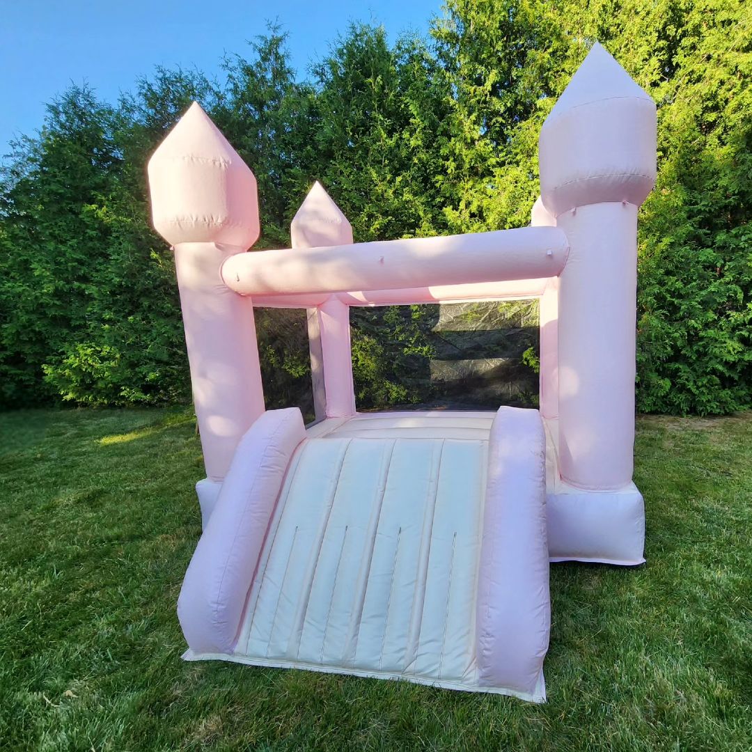 8ft x 8ft Pink+ Front Slide Bouncy Castle - Jayde's Bouncy Castle Rentals