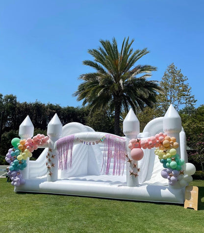 16ft x 25ft White Adult Bouncy Castle with Double Slide